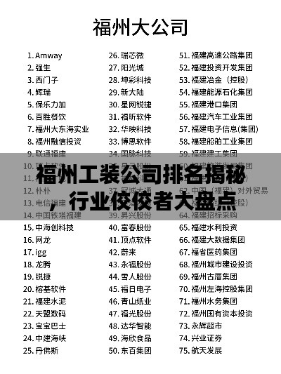 福州工裝公司排名揭秘，行業(yè)佼佼者大盤點