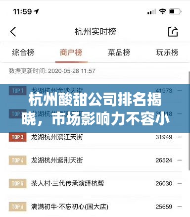 杭州酸甜公司排名揭曉，市場(chǎng)影響力不容小覷