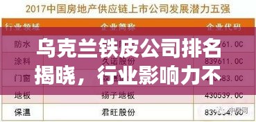 烏克蘭鐵皮公司排名揭曉，行業(yè)影響力不容小覷